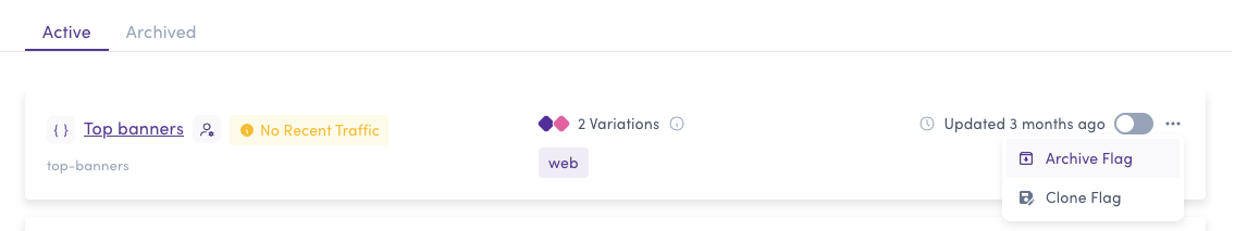 Archive flag option in action menu