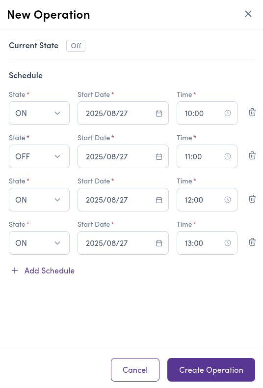 Create a schedule operation