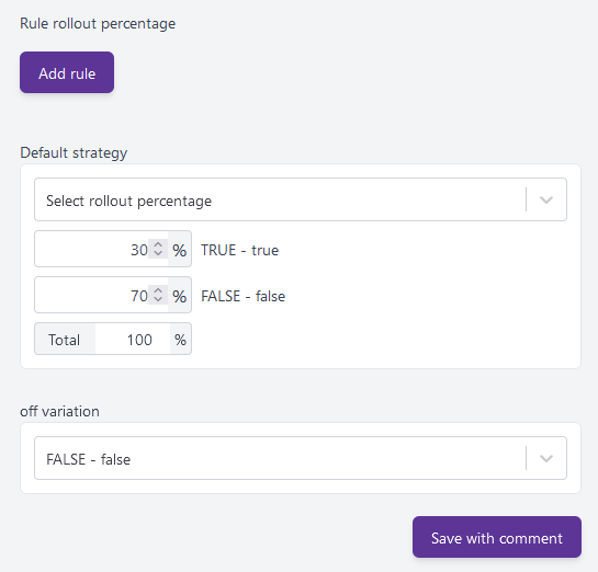 Combine the default strategy with the rollout percentage