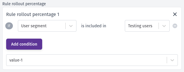 rollout rule definition based on segment