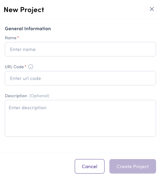 Create project modal